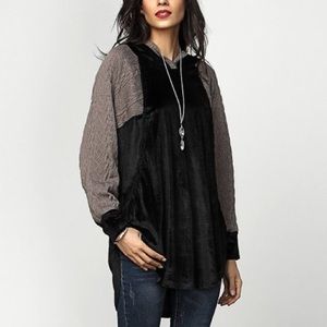 Beautiful Black velvet and Grey Knit hoodie